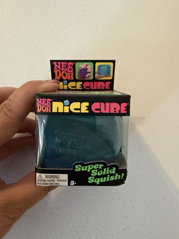 New NeeDoh Nice Cube Super Solid Squish Blue Squeeze Toy Nee Doh Authentic