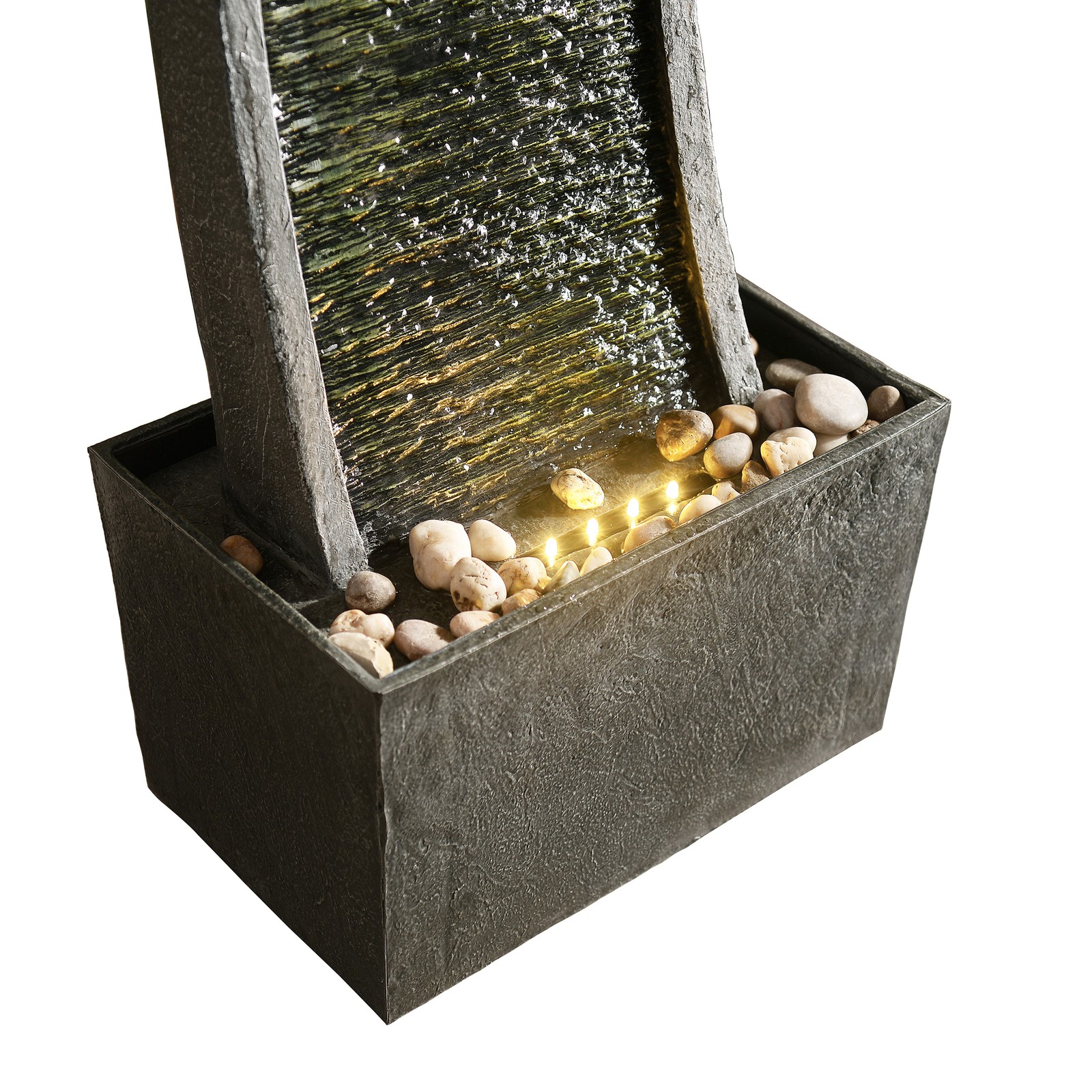 Teamson Home Modern Curved Slate Waterfall Fountain with LED