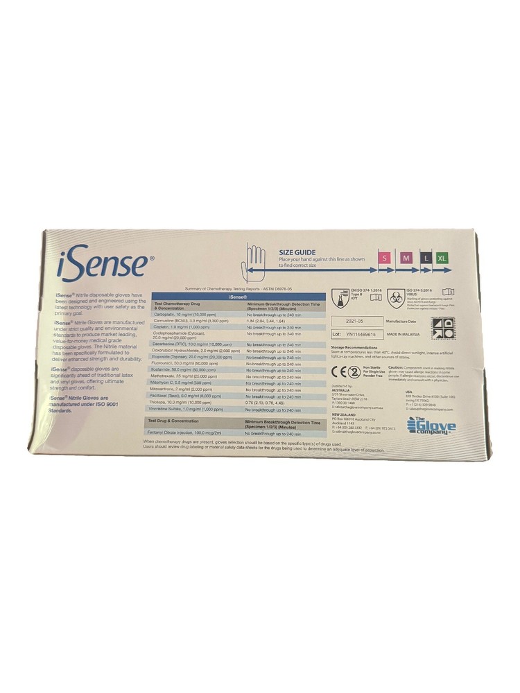 iSense Nitrile Exam Gloves - Large