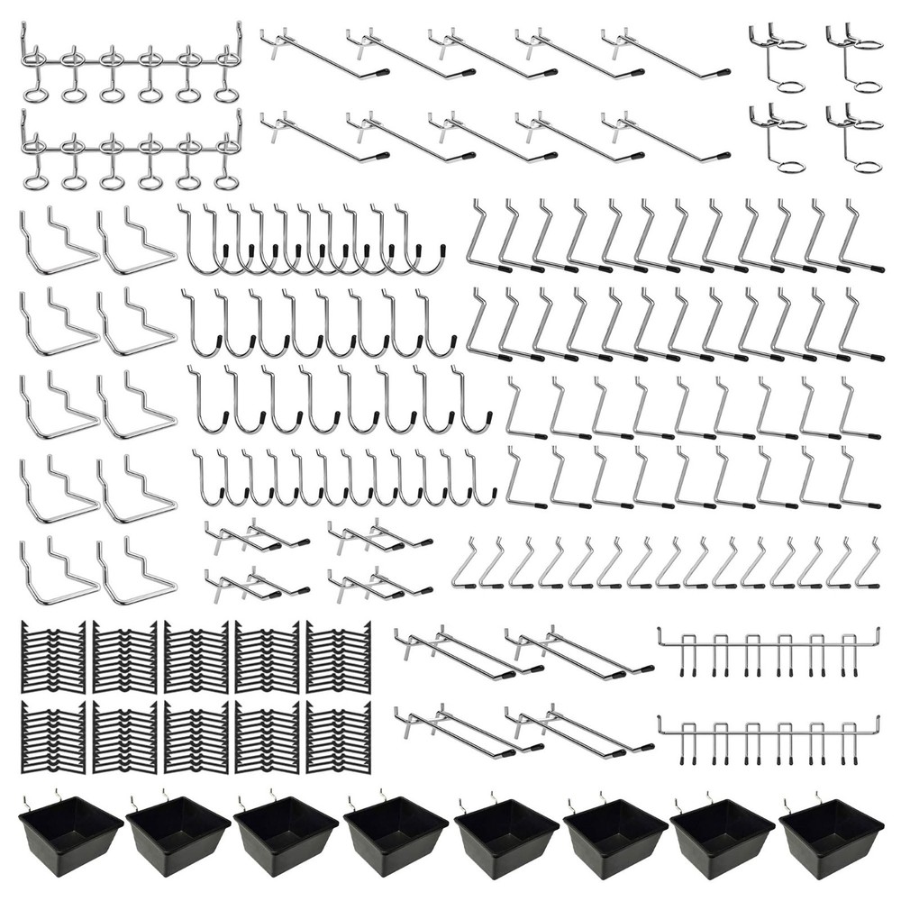 258PCS Pegboard Hook Set - Tool Organizer Kit with Bins & Assorted Hooks