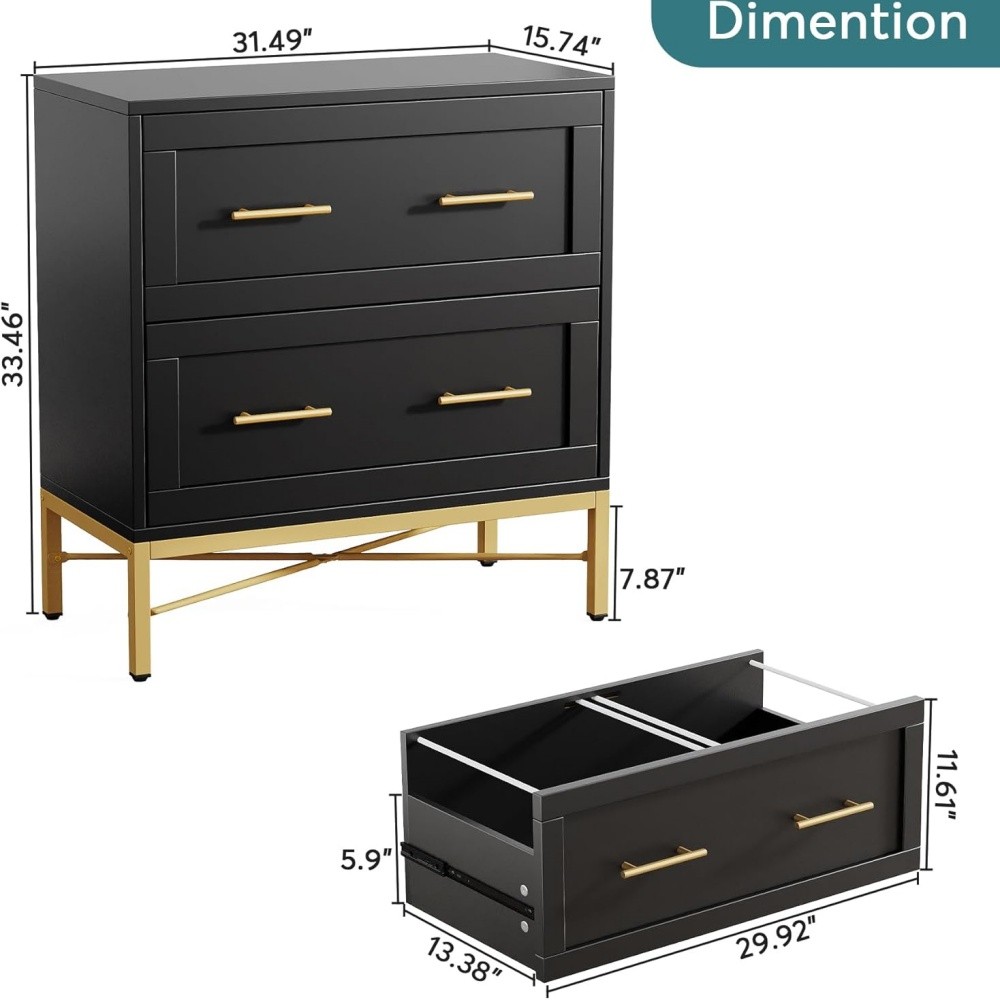 File Cabinet Two-drawer Cabinet Black