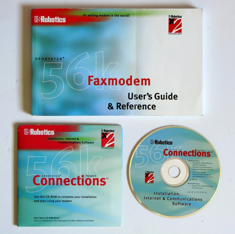 👀 US Robotics Sportster 56K Modem Installation CD Software & User's Guide 👀