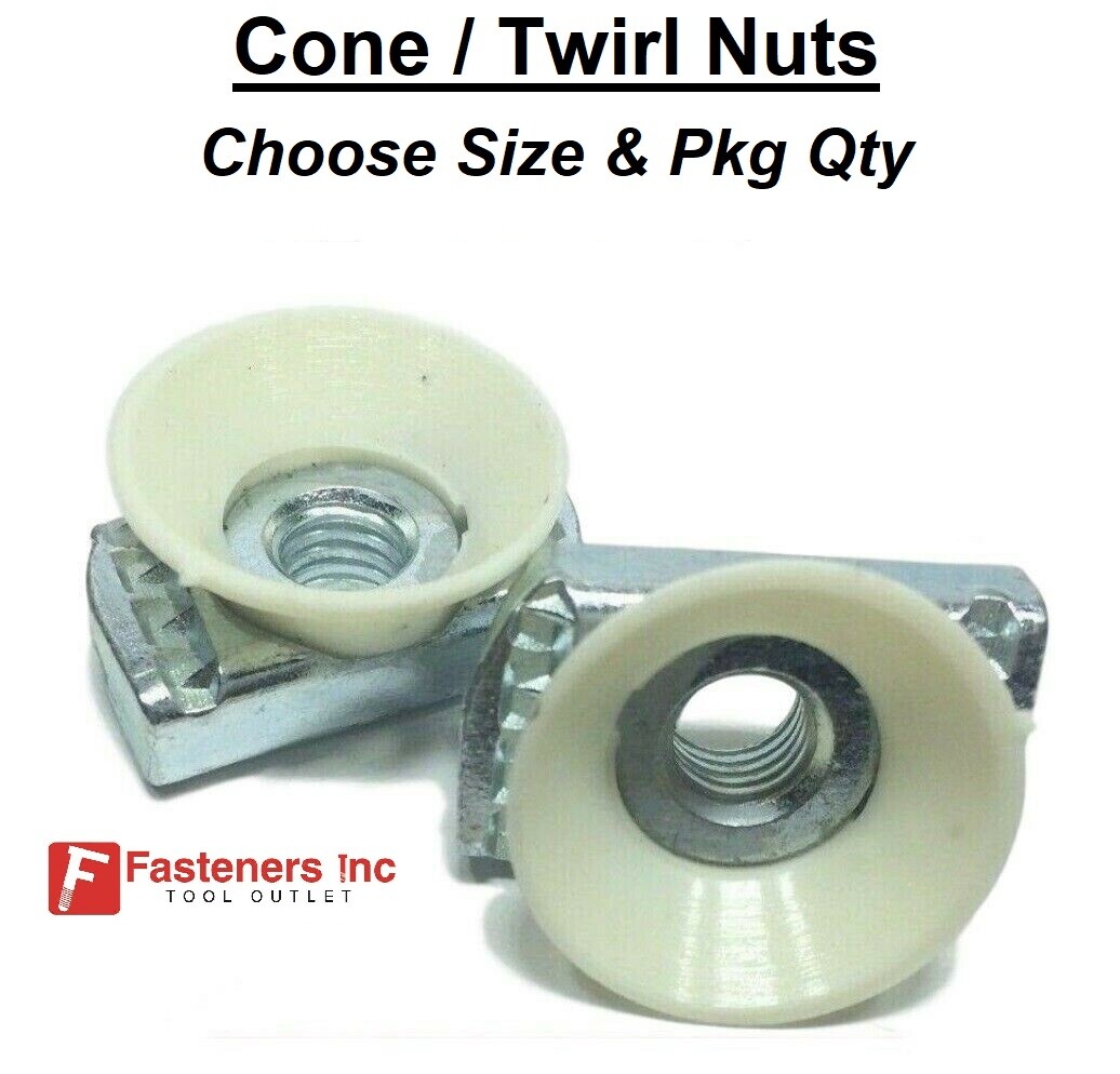 Cone / Twirl Nuts for Unistrut Channel (Choose Size & Pkg Qty) Standard Channel