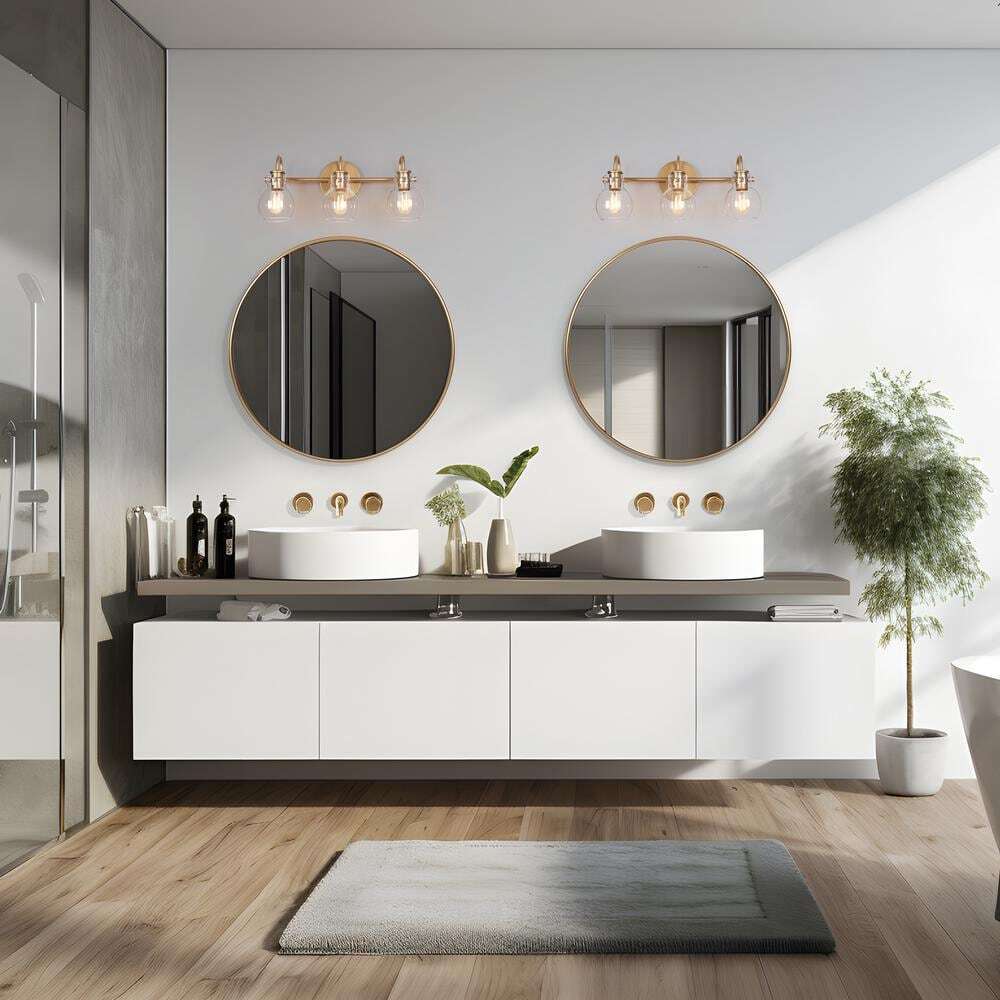 LNC Robb Modern 3-Light Gold Bathroom Vanity Light Interior Powder Room Lighting