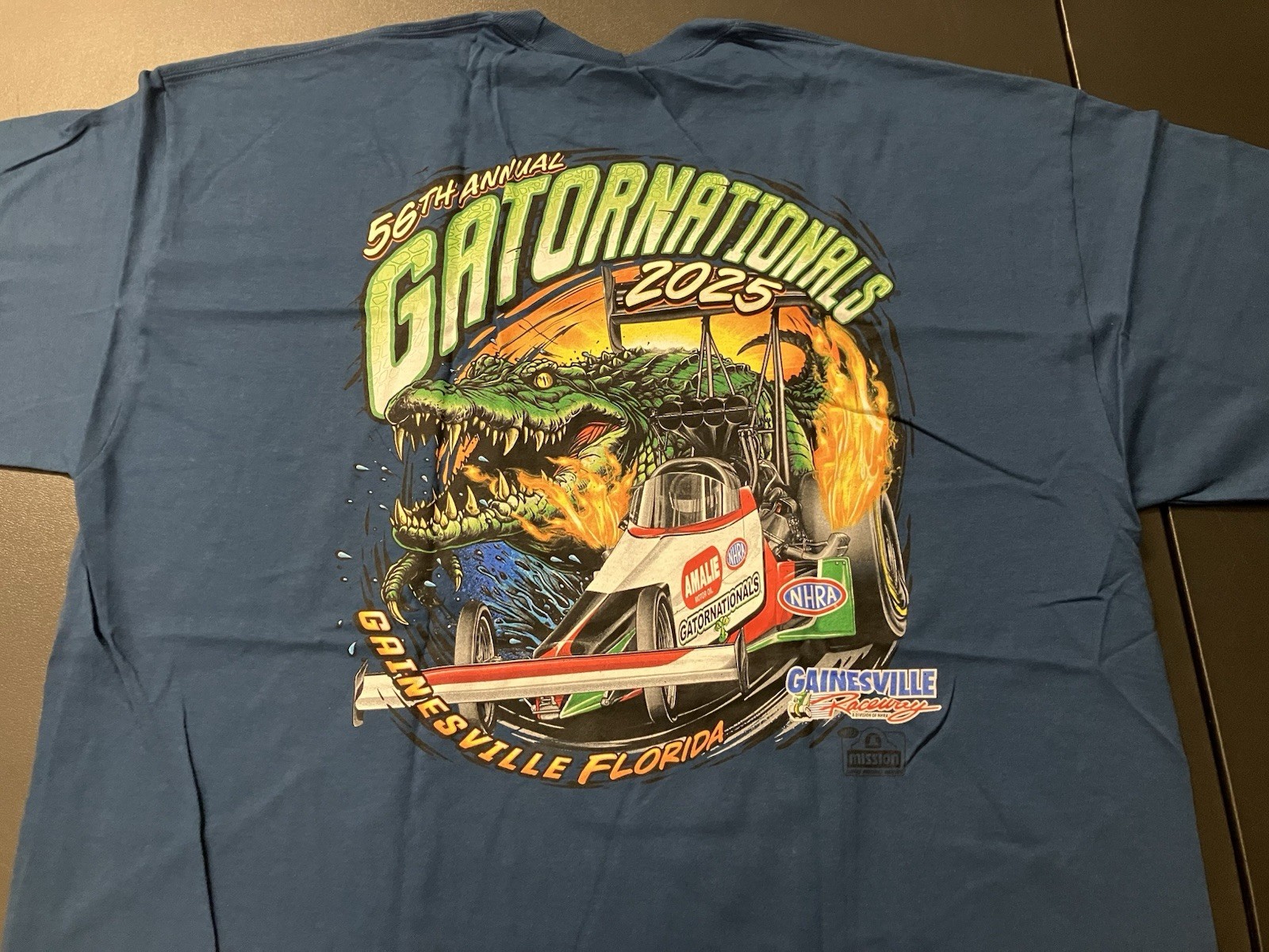 LOT OF 6 NHRA DRAG RACING OFFICAL 2025 GATOR NATIONAL EVENT SHIRTS blue SIZE 2X