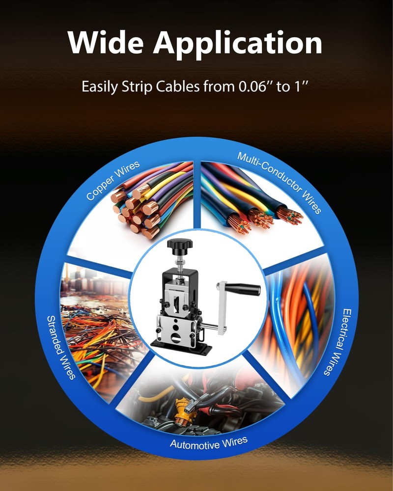 Drill-Powered Wire Stripper Machine 0.06-1 Inch For Scrap Copper Cable