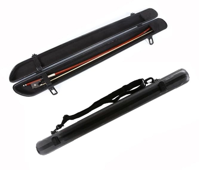 Hard Shell Bow Case for 2pcs Violin/Viola/Cello Bows with Adjustable Black