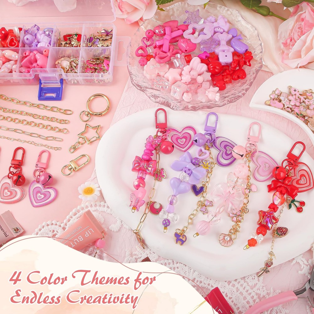 458 Pcs Keychain Making Kit — Includes 19 Keychain Clips, 25 Extender Chains,...