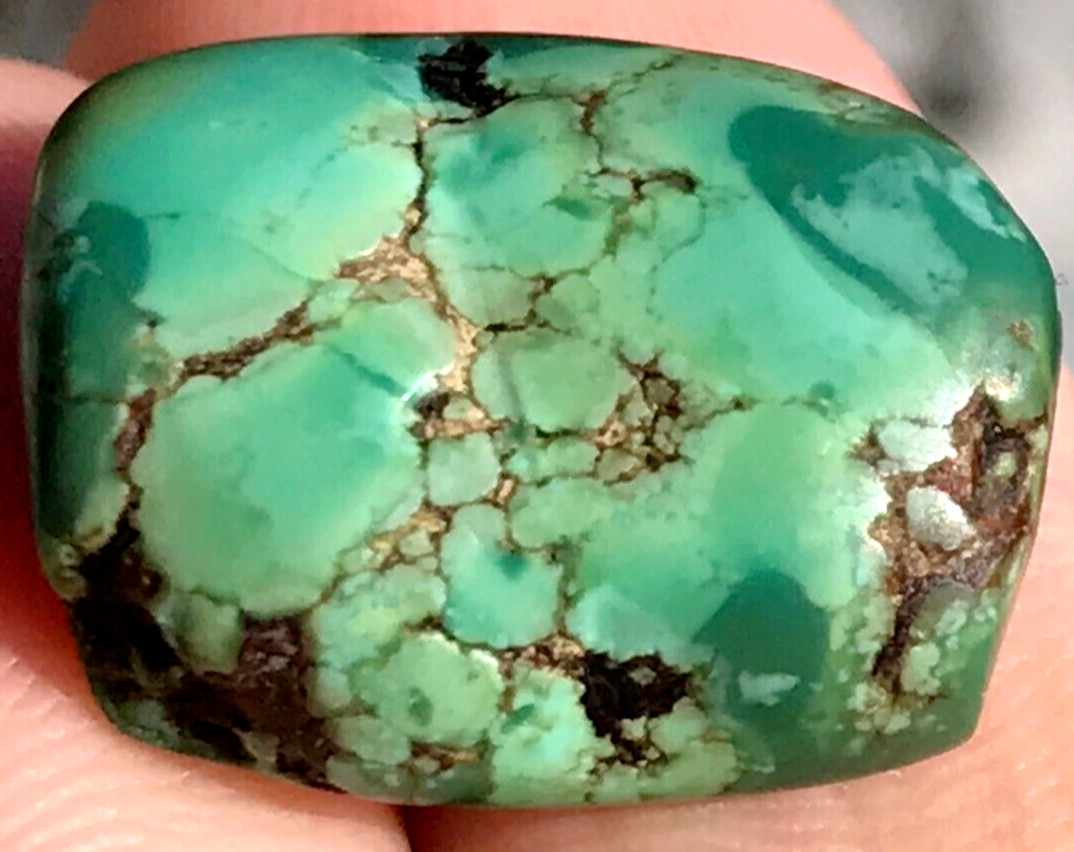 RARE ANTIQUE VERY OLD TIBETAN TURQUOISE BEAD - BEAUTIFUL WORN PATINA!