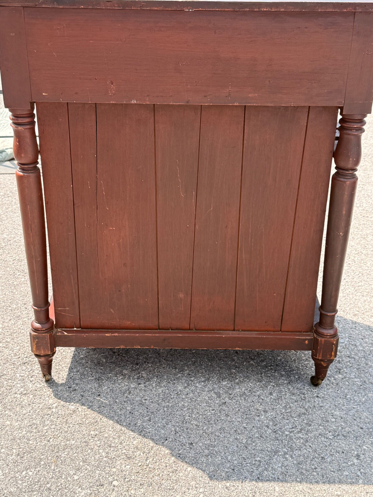 Antique paint decorated primitive country store cabinet cupboard podium folky