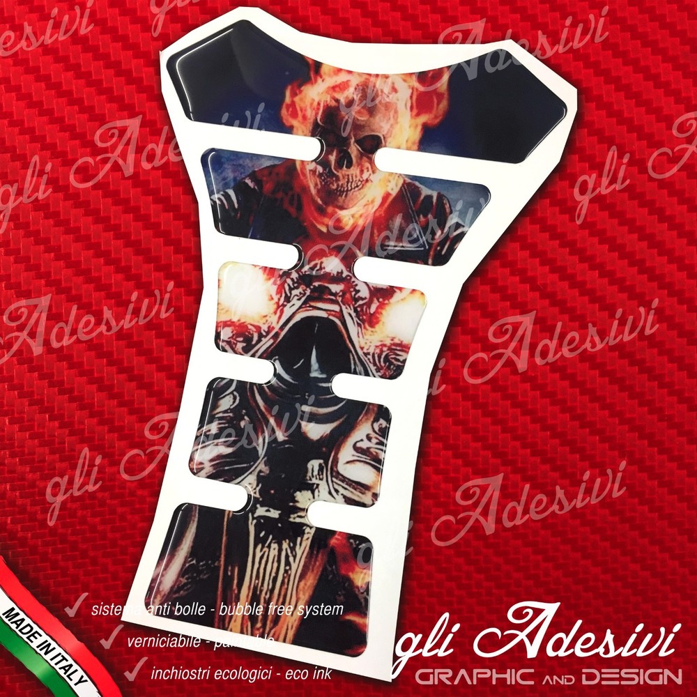 Resin Tank Sticker 3D GHOST RIDER Flame Motorcycle