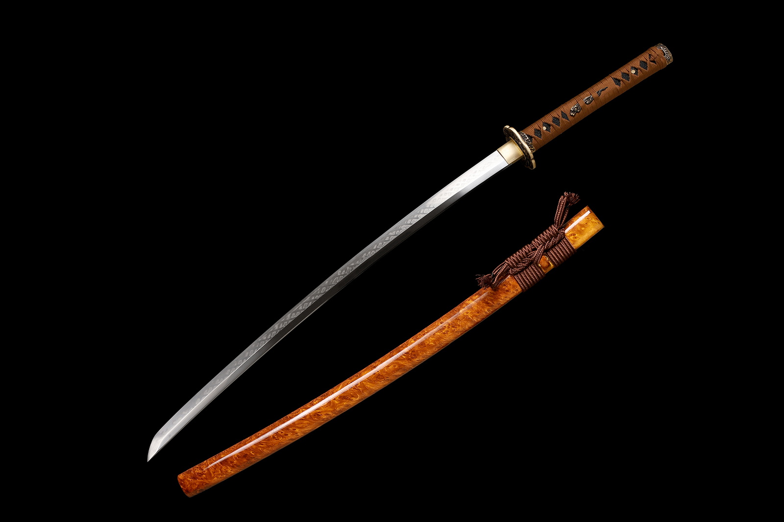 Japanese Handmade Samurai Katana Sword Clay Tempered L6 Steel Real Hamon