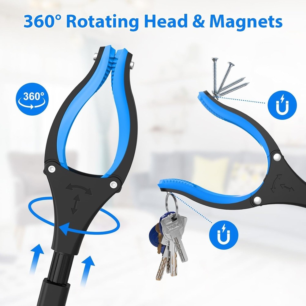 2-Pack 34” Grabber Pickup Tool - Enhanced Grip & Folding Design