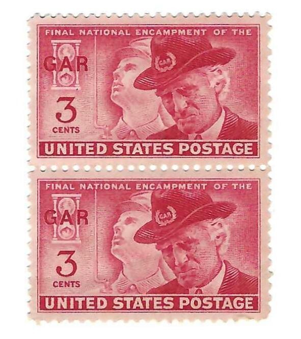 STAMP US SCOTT 985 "Union Soldier & GAR Veteran" 3 CENT 1949 MNH VERT PAIR