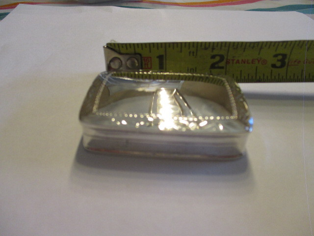 Large sterling silver pill box rectangular shape engraved around the top 2 1/8