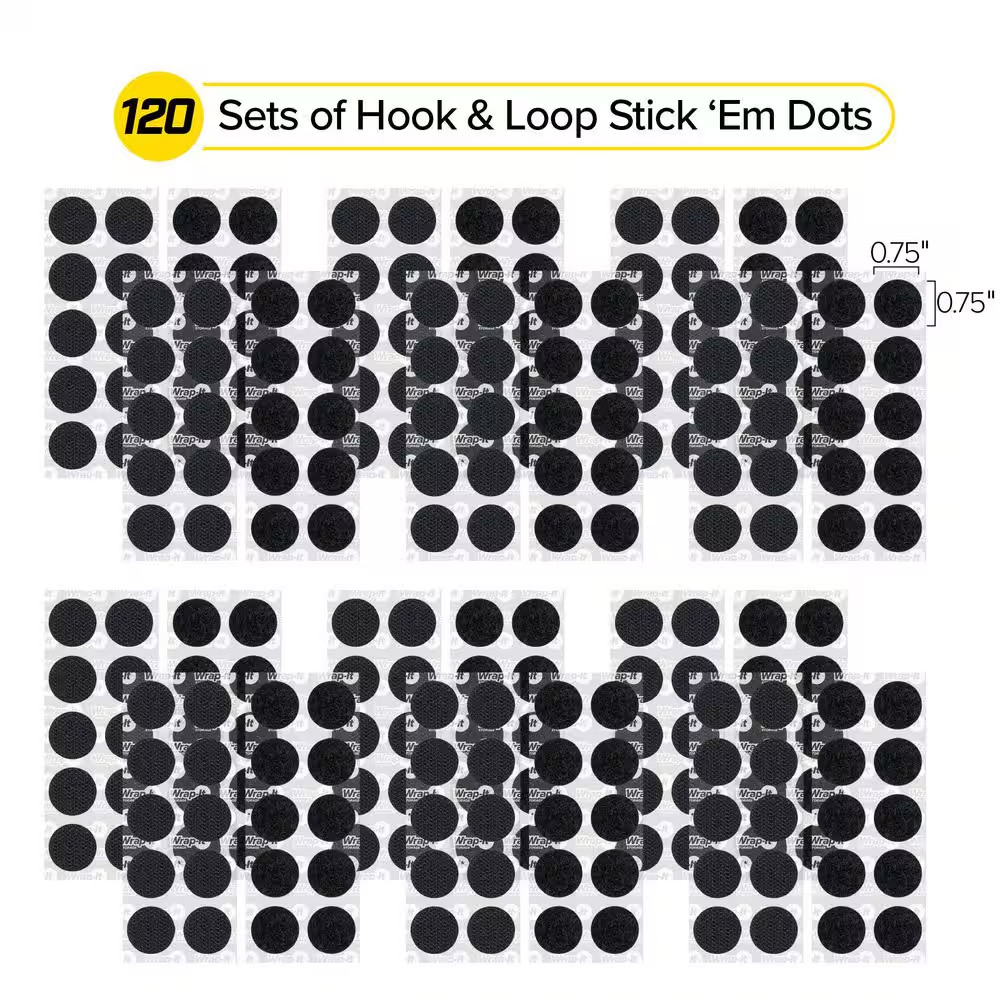 3/4 In. Stick 'Ems Adhesive Backed Hook and Loop Dots (120-Sets)