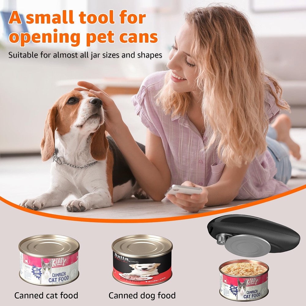 electriccan opener, automatic can opener, one-button operation, with smooth e...