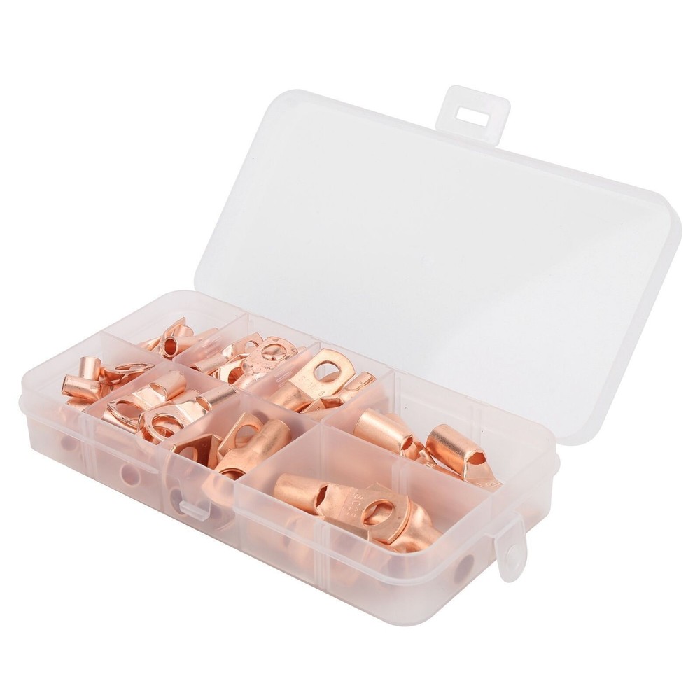 60Pcs Copper Ring Lug Terminals Electrical Wire Cable Crimp Connector SC6-SC25