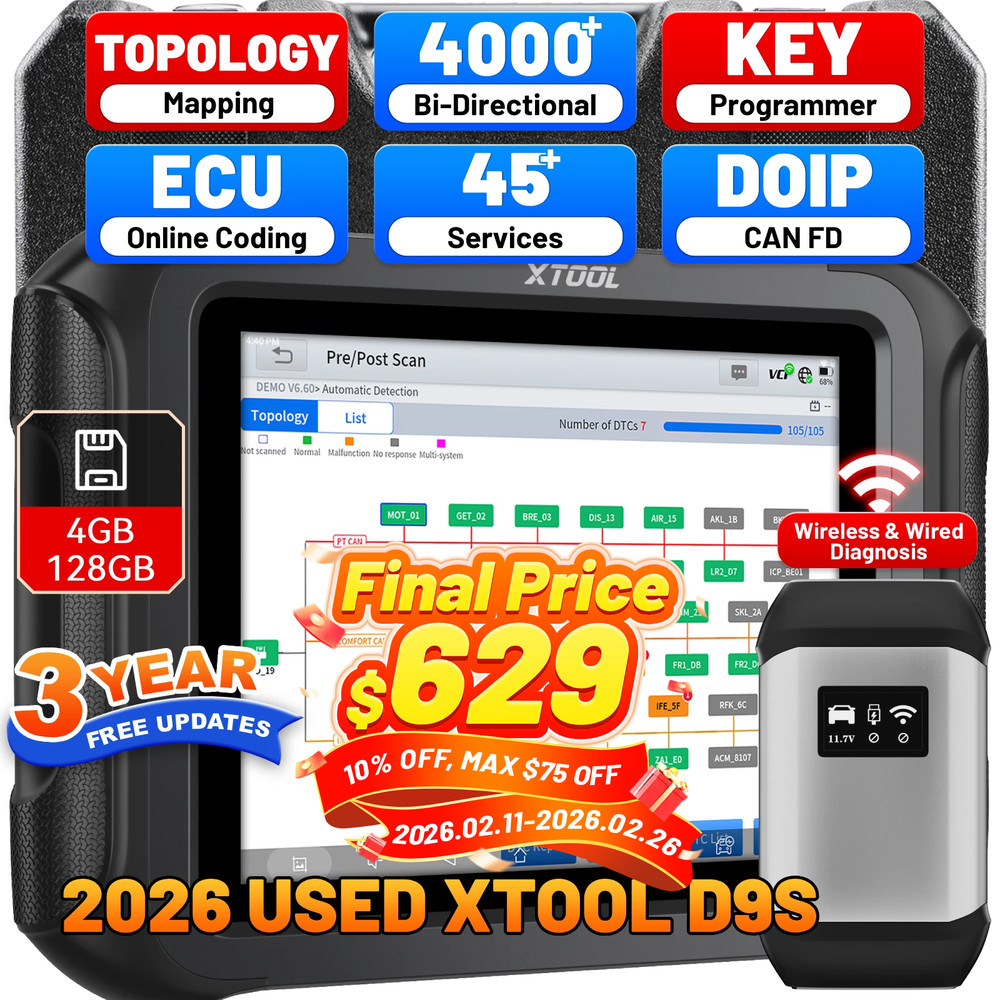 XTOOL USED D9S Full System Diagnostic Scanner Offline ECU Programming 45+ Resets