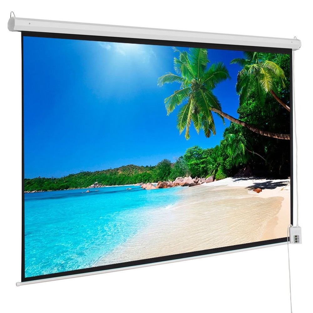 92in 16:9 80" x 45" Viewing Area Motorized Projector Screen with Remote Control