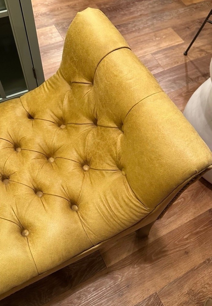 Uttermost Henning Mustard Yellow Tufted Bench