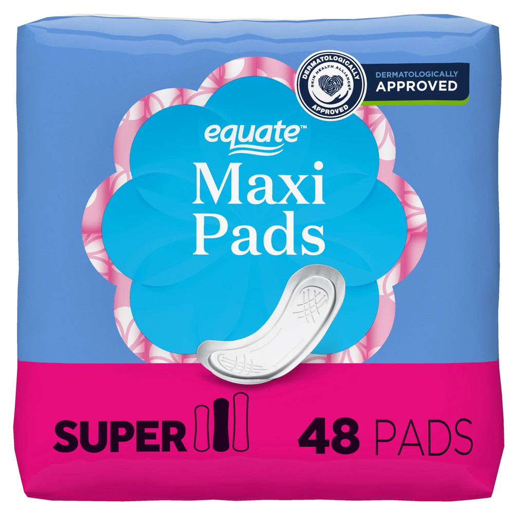 (3 Pack) Maxi Pads, Super Absorbency, Size 2, 48 Count