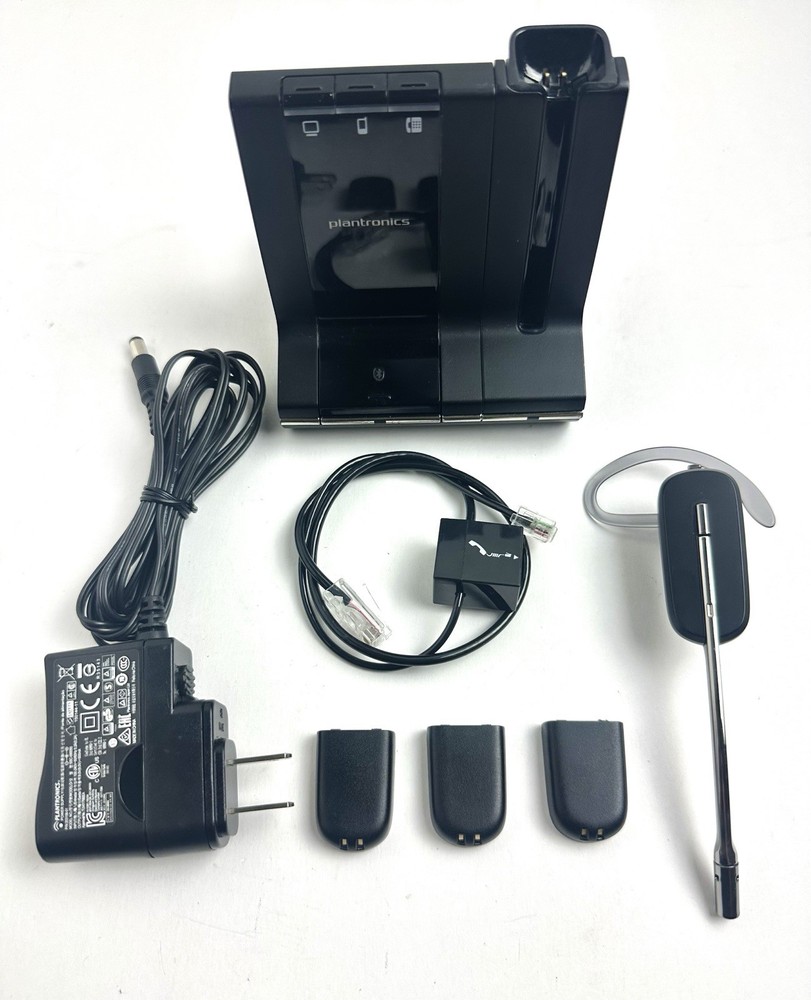 Plantronics WO2  Wireless DECT 6.0 Headset System, With 3 Batteries, ( TESTED )
