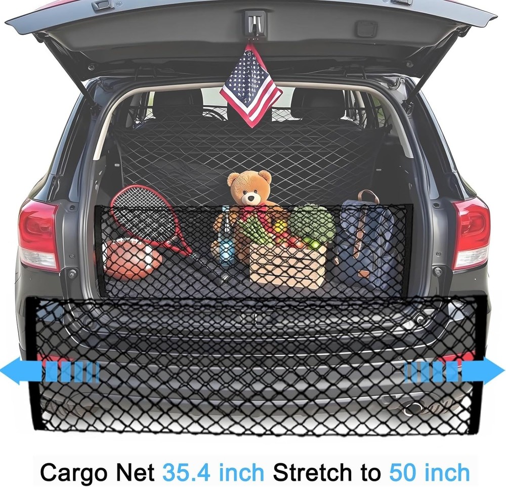 Stretchable Adjustable Cargo Net Elastic Trunk Mesh Nets with Metal Hook 35.4x15