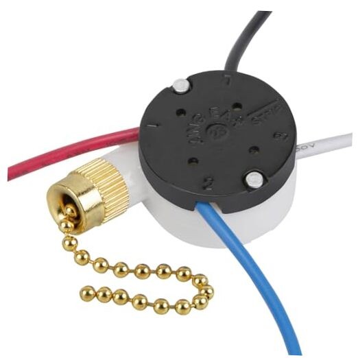 Ceiling Fan Switch Zing Ear ZE-208s E89885 3 Speed 4 Wire Pull 1 Piece Brass