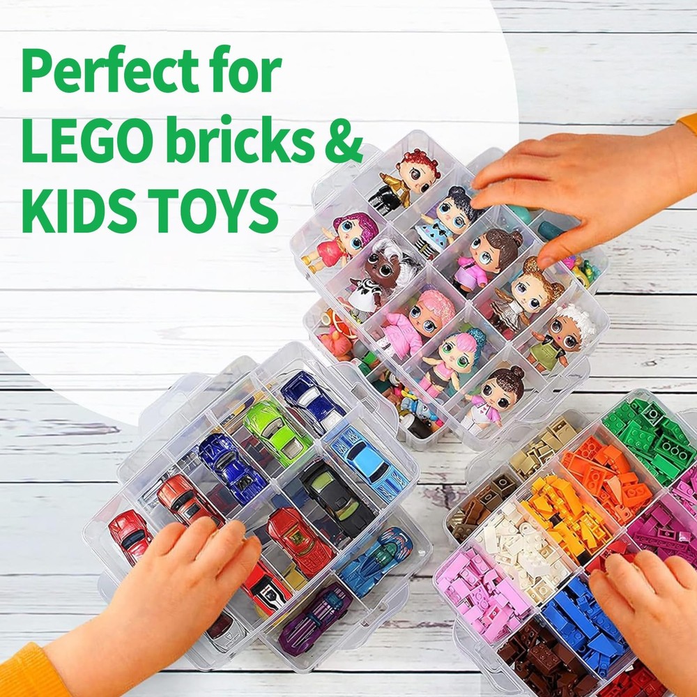 Storage Box for Lego, Stackable Storage Organizer with 30 Compartments for Le...
