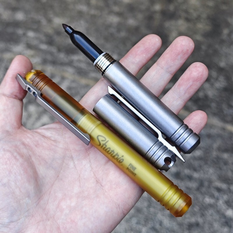 1PC PEI Titanium Pocket Marker Pen EDC Portable Multifunction Replaceable Refill