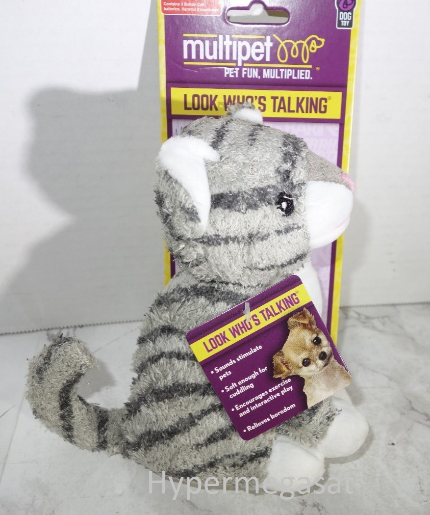 Multipet Look Who's Talking Kitten Cat Dog Plush Toy Squeeze Real Life Sound