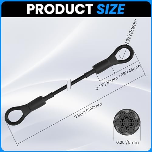 4-Pack Heavy Duty Loop End Cable Braided 12 inch length 4-pack standard loop