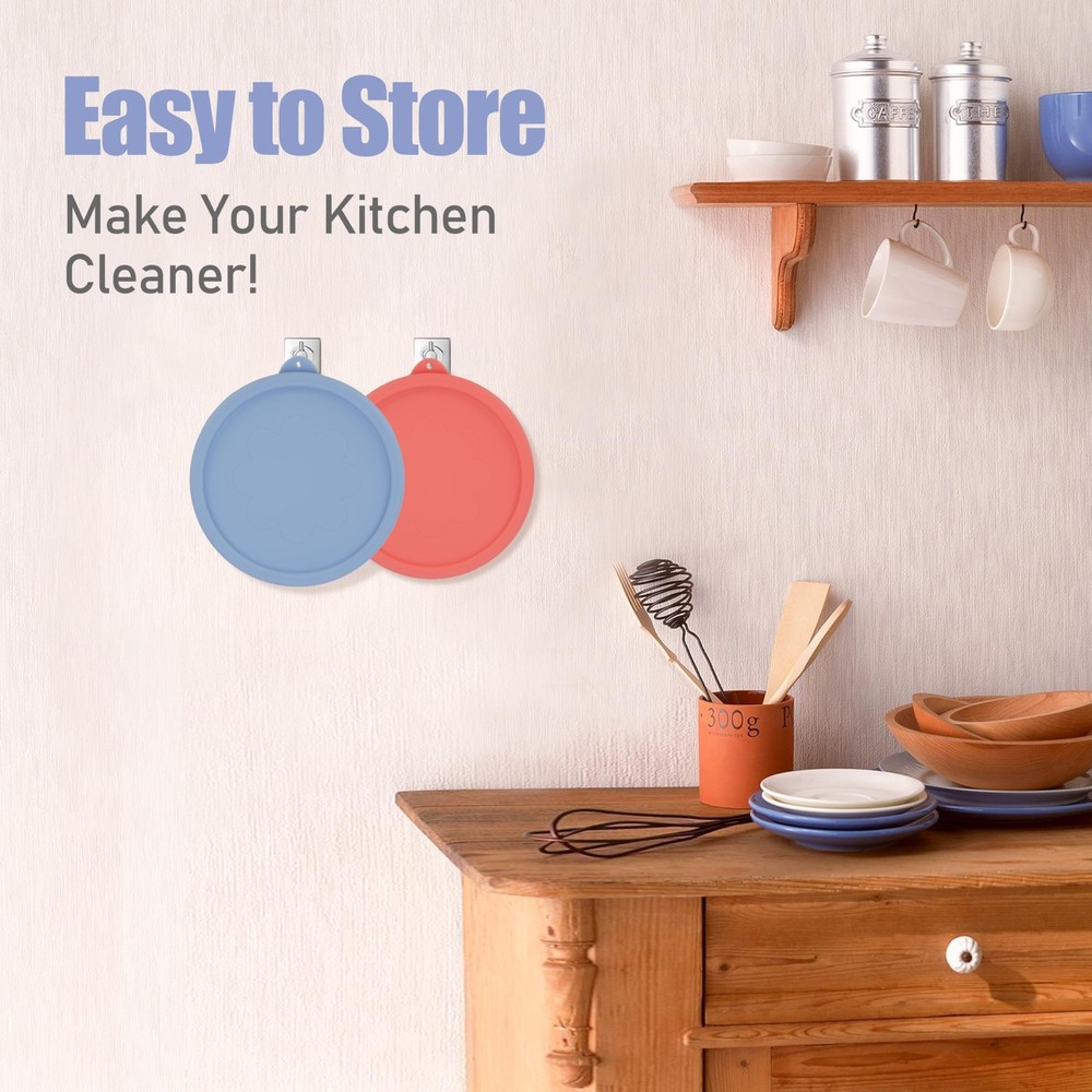 LUVCOSY 4 Cup Round Silicone Storage Cover Lids Replacement for Red & Blue