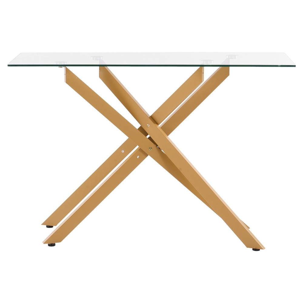[New]Glass Coffee Table,Modern Rectangle Sofa Side Table w/Tempered Glass Top &