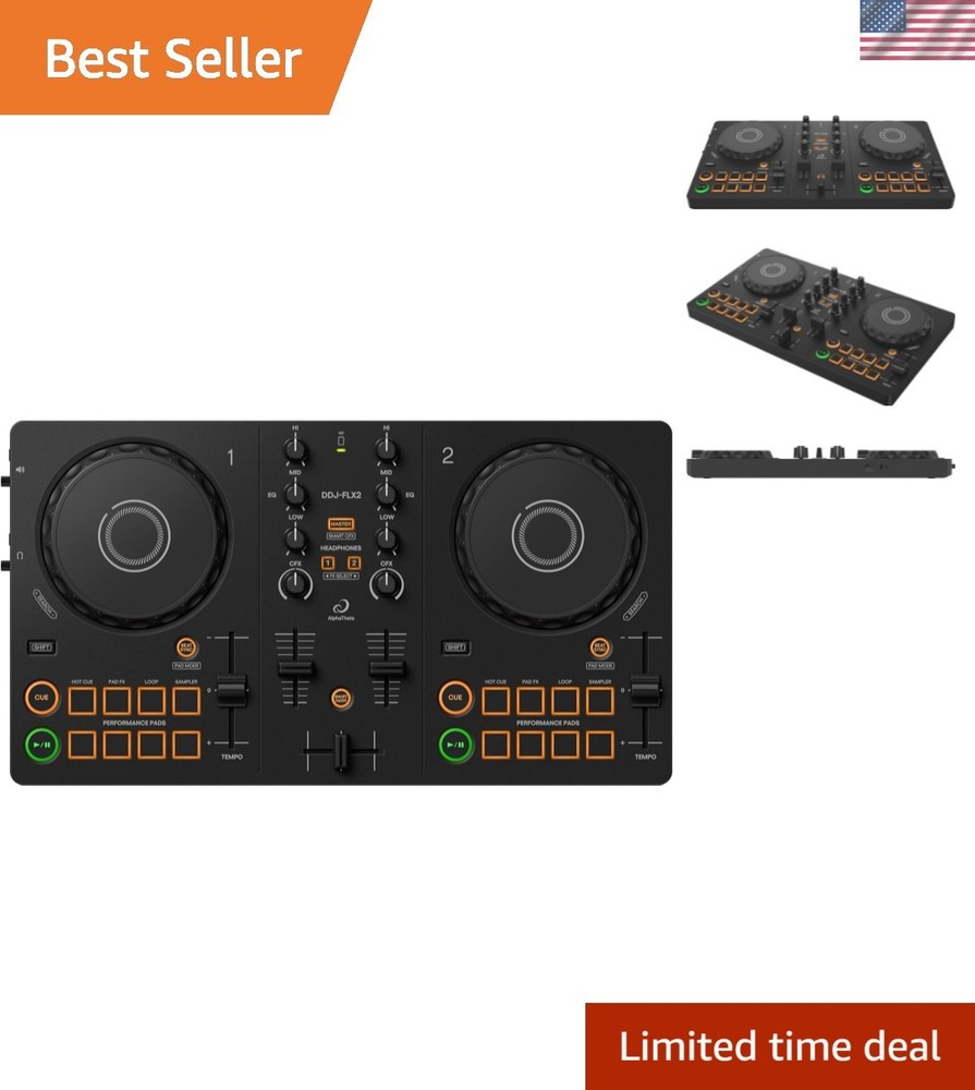 DDJ‑ Compact 2‑Channel DJ Controller — Streaming‑Ready, Smart Fader & Smart C...