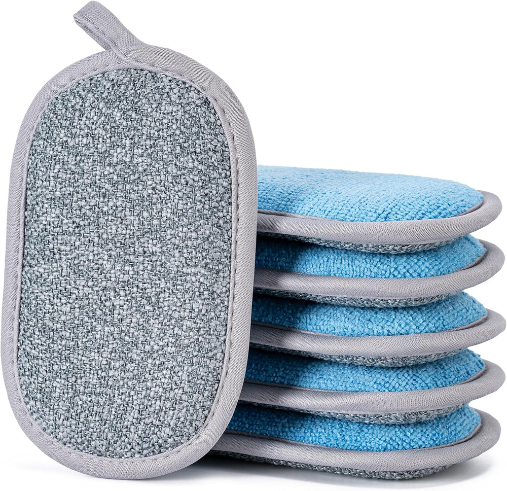 Dual Sided Kitchen Scrub Sponge Heavy Duty Non Stick Safe Reusable