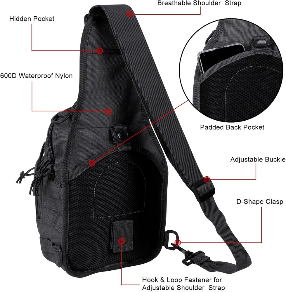 Compact and Versatile Tactical Sling Backpack - Perfect for School, Travel, Work