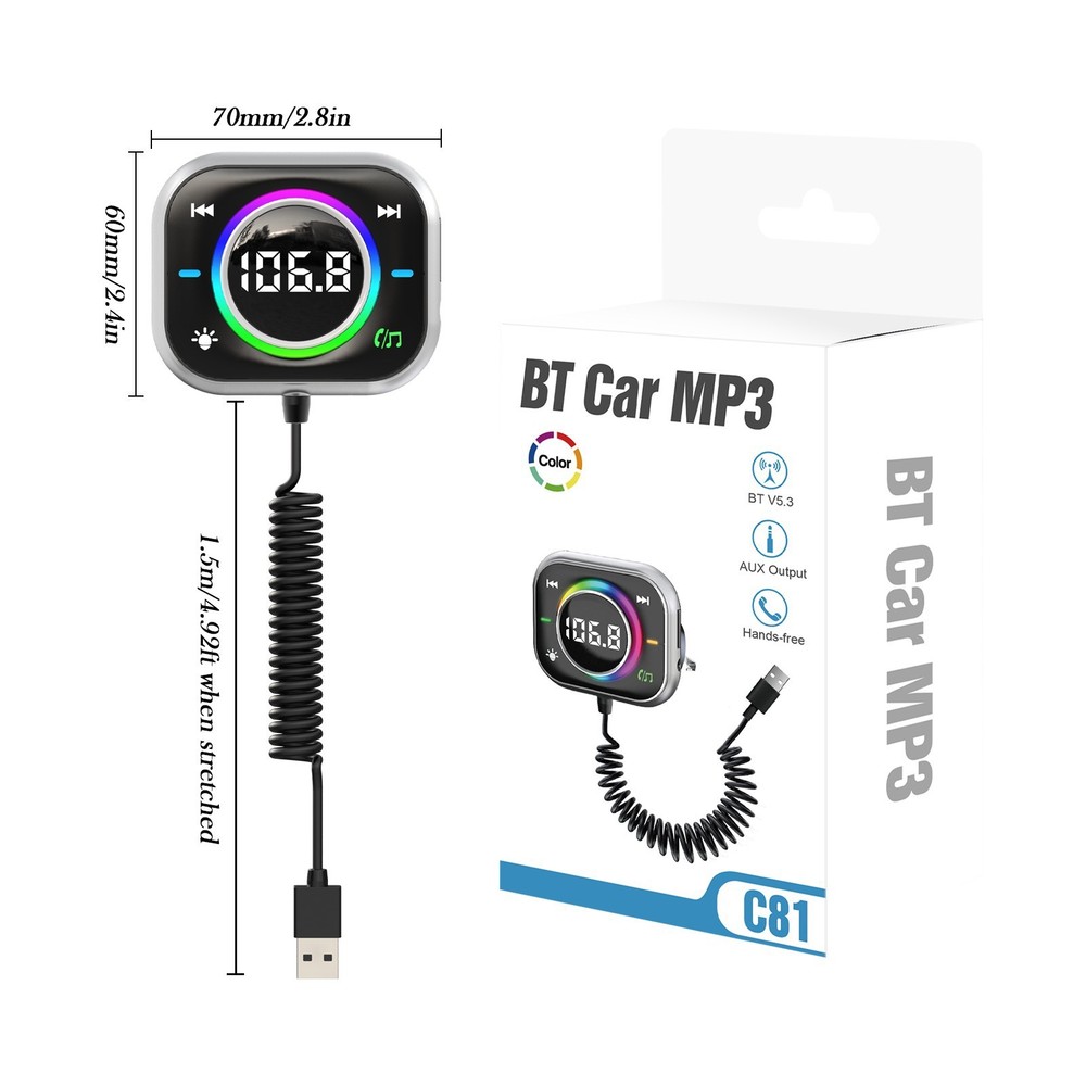 Bluetooth Car Adapter FM Transmitter USB AUX Radio Handsfree MP3 Music Player