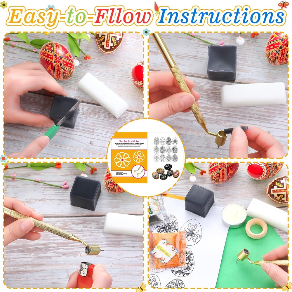 12 Pcs Ukrainian Easter Egg Decorating Kit Pysanky Traditional Easter Decorat...