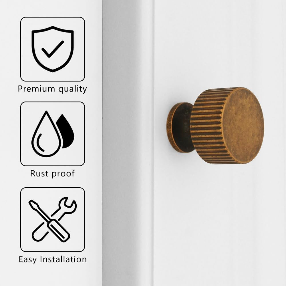 12 Pack Solid Vintage Antique Brass Cabinet Knobs Dresser Knobs, Drawer Pulls fo