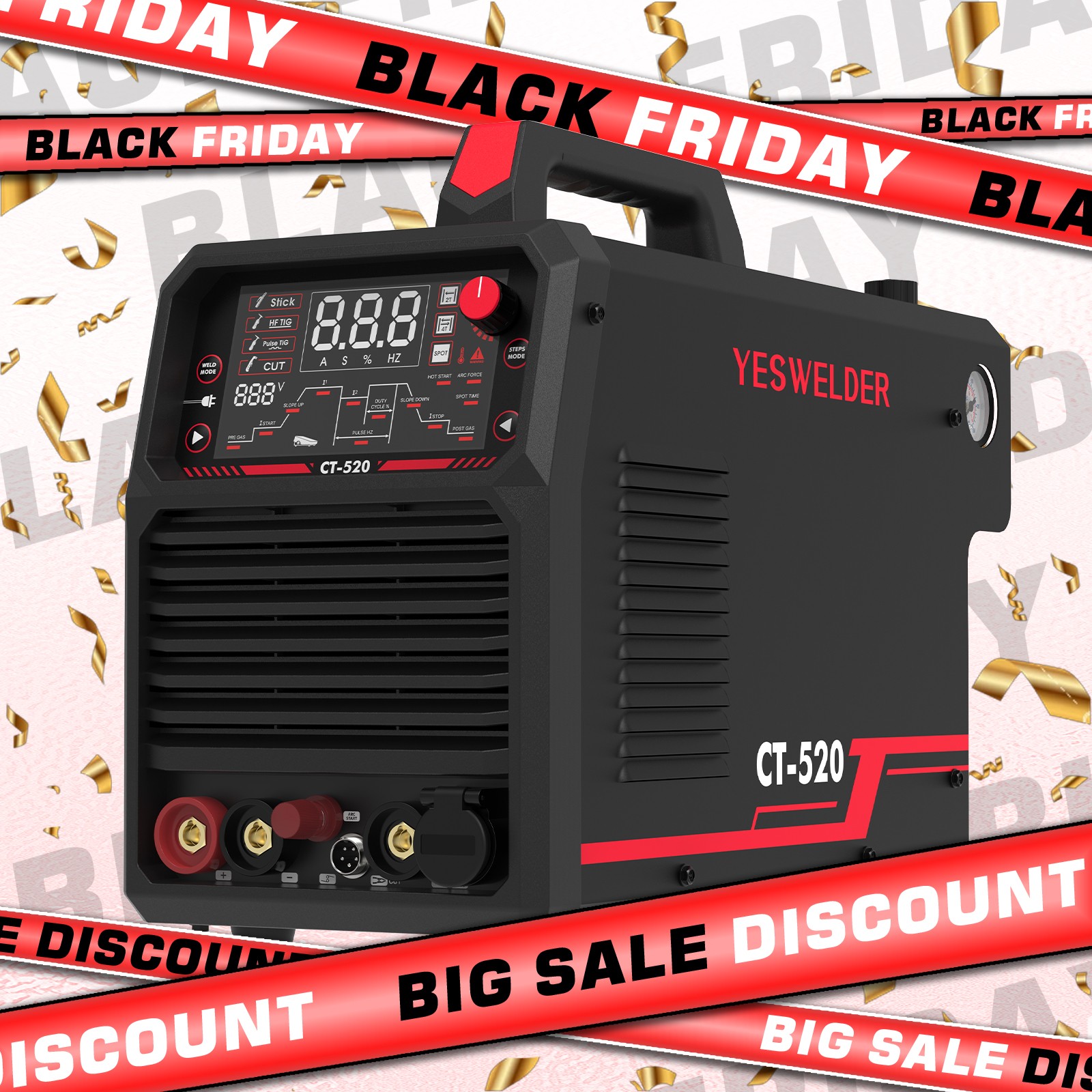 5-in-1 200A TIG/Stick & 50A Plasma Cutter, HF TIG/Pulse/Spot, Dual Voltage