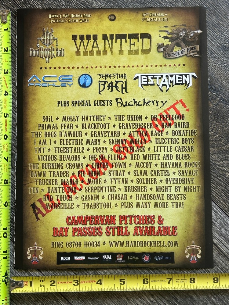 Kiss Concert Ad Advert ACE FREHLEY Hard Rock Hell Wales UK 2012 Vintage Kiss C