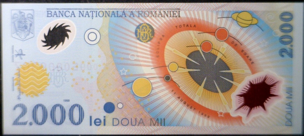 1999 $2,000 Romania GEM CU Solar Eclipse Note Currency SUPERB Graphics FREE SHIP