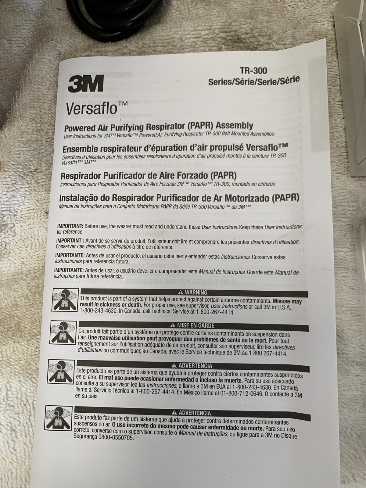 3M Versaflo TR-307N PAPR Assembly. No Hood Or Tube.