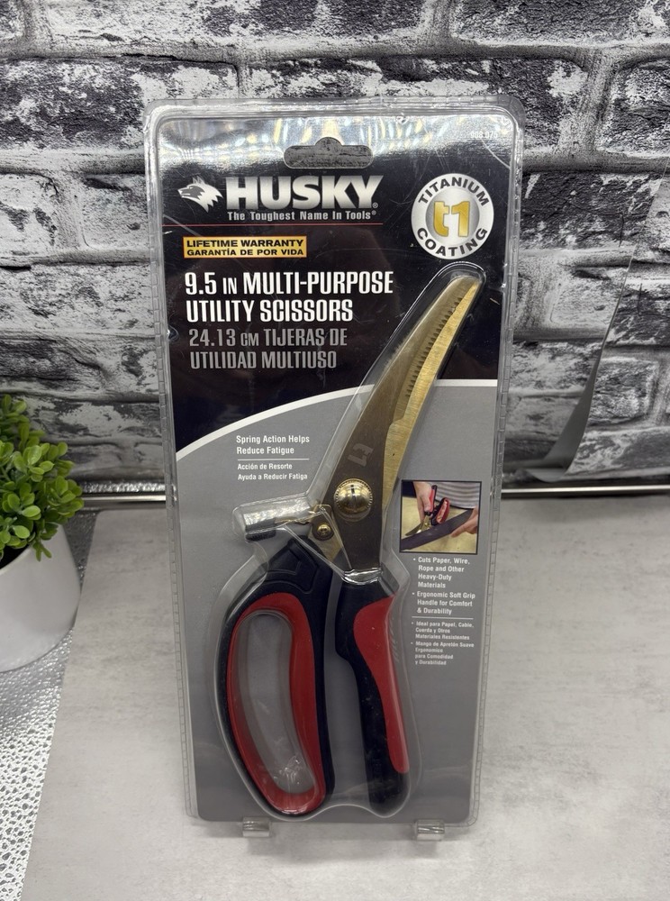 Husky 9.5” Multi Purpose Utility Scissors Titanium Coating T1 NEW