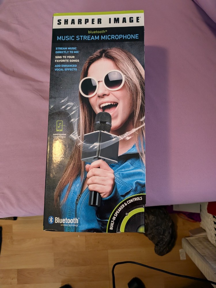 Sharper Image Bluetooth Music Stream Microphone With Built-In Speaker & USB Rech