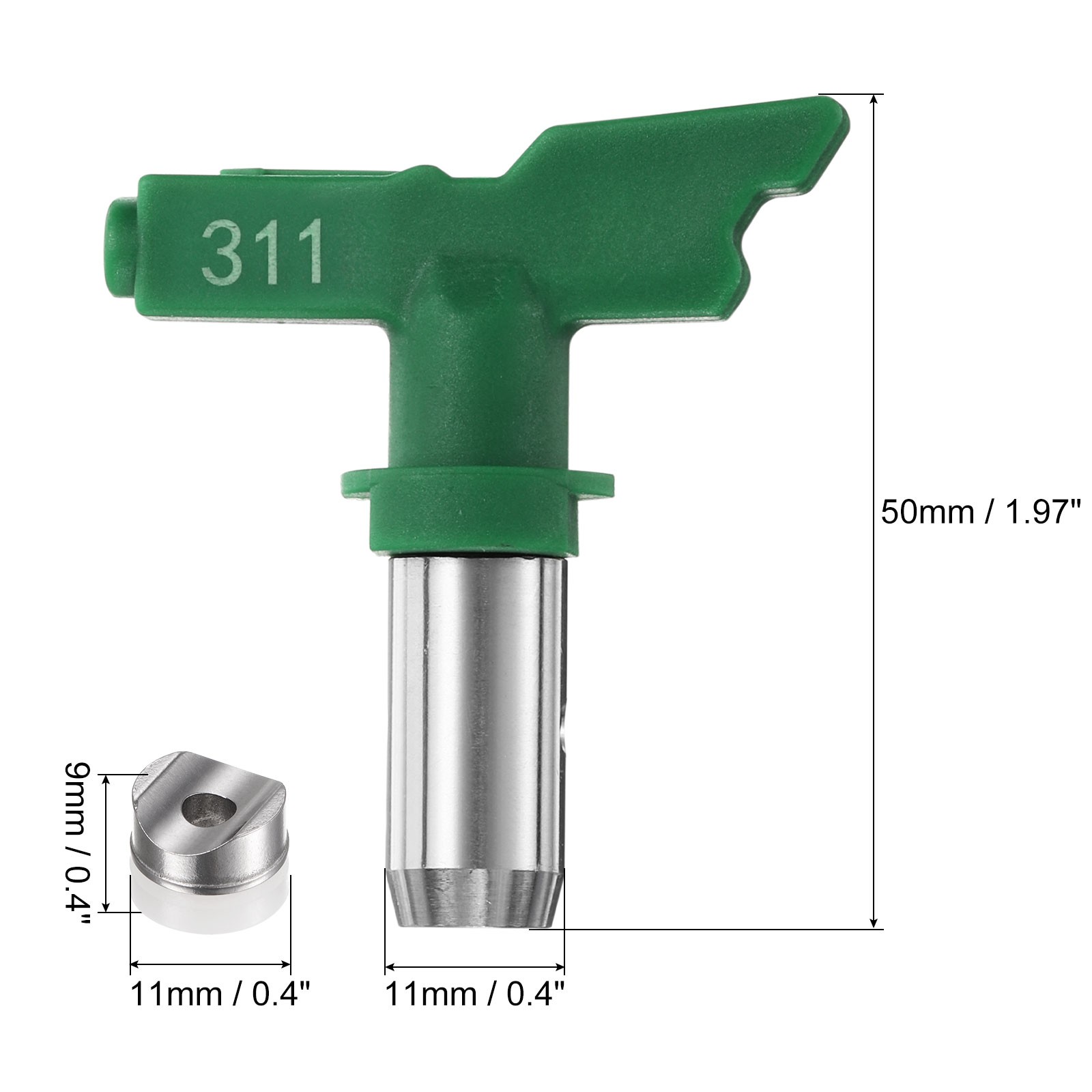2pack Reversible Spray Tips for Airless Sprayer 311 Paint Spray Nozzle Green