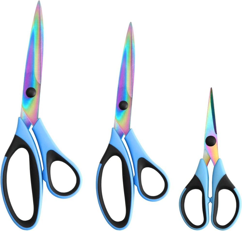 Craft Scissors Set of 3 Pack, All Purpose Sharp Titanium 3pcs/Blue&black
