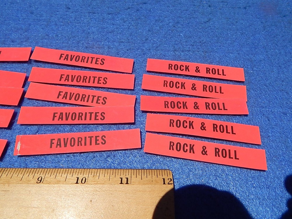 Wurlitzer wallbox 5250 Program Holder Record Classification Strips - 25 each